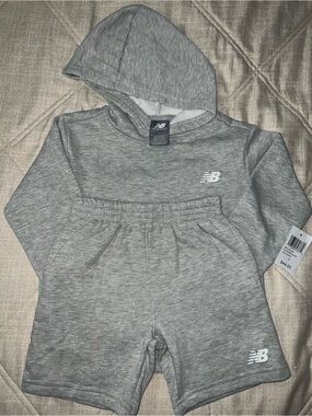 New Balance Kids Gray Hoodie and Shorts Set